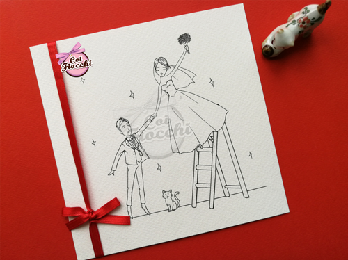 disegni amore con sposini stilizzati in bianco e nero