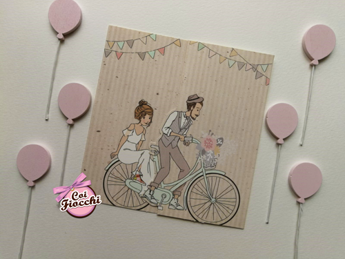 illustrazioni d'amore di sposi in bicicletta