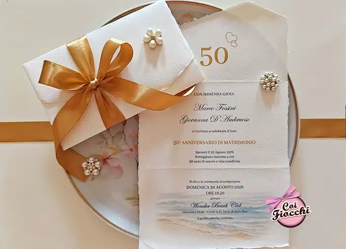 invito in carta amalfi per cinquantesimo anniversario di matrimonio