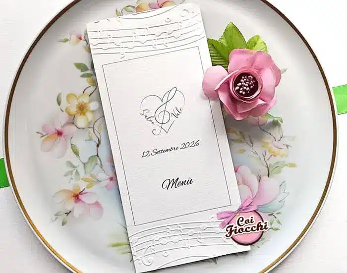 menu per matrimonio a tema musica semplice ed elegante