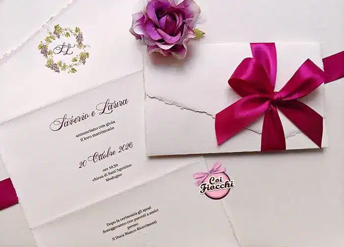 partecipazioni matrimonio tema vino in carta amalfitana