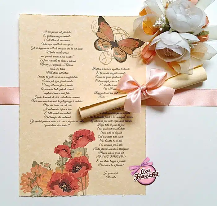 annuncio per i testimoni di matrimonio formato pergamena