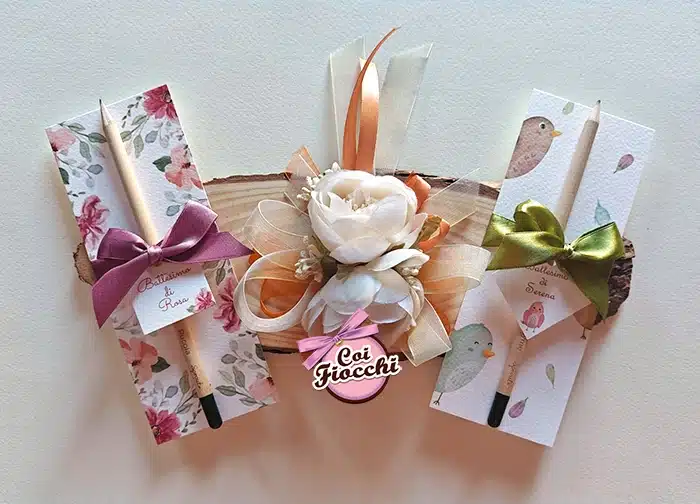 segnaposto con matite piantabili per battesimo bimba o bimbo personalizzabili
