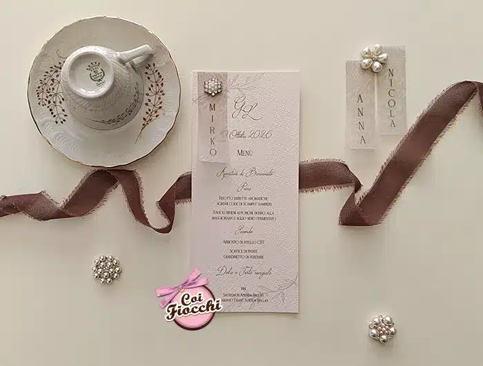 grafica del menu matrimonio tema cioccolato