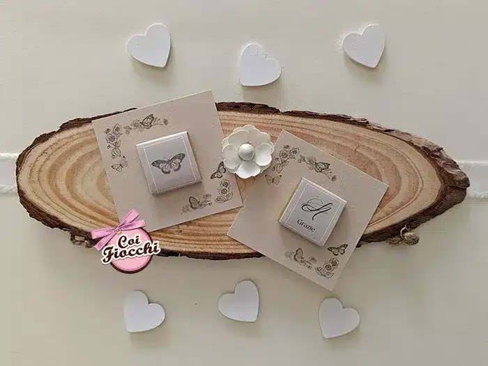 segnaposti tema cioccolato al latte.